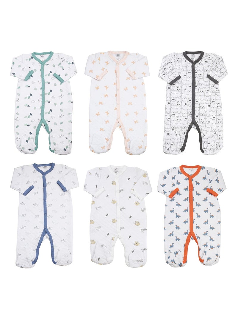 Lot de 6 pyjamas bébé Blanc - Kiabi