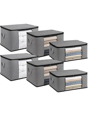 Lot de 6 sacs de rangement pliable pour vêtements, linge de maison avec poignées - vivezen