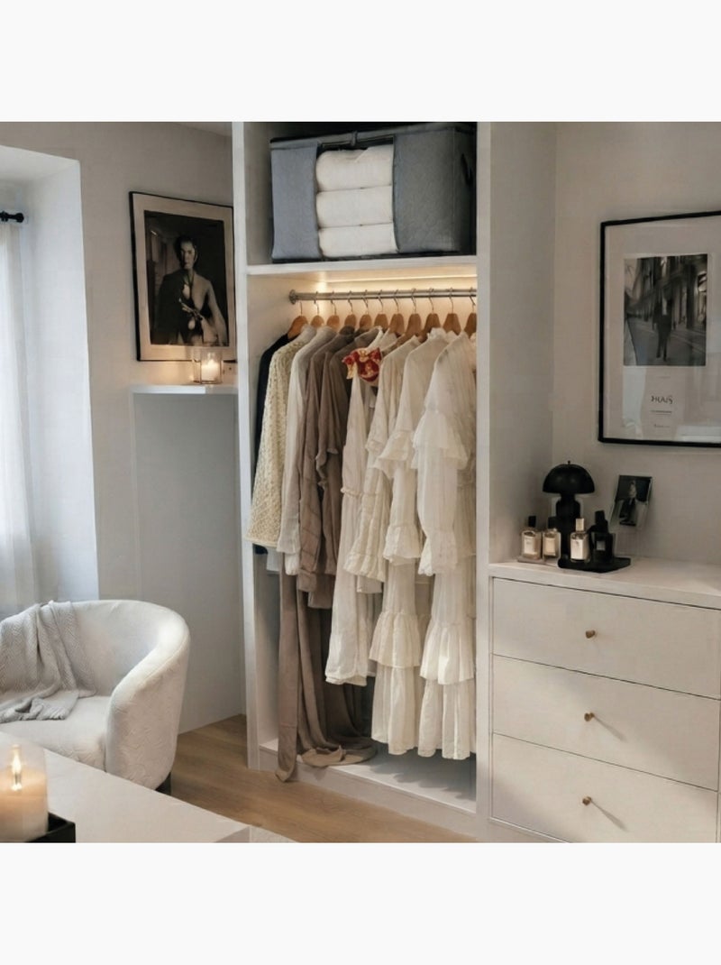 Lot de 6 sacs de rangement pliable pour vêtements, linge de maison avec poignées  - vivezen Gris - Kiabi