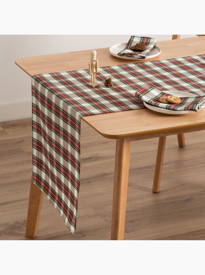 Lot de 6 serviettes de noël en coton, fil doré en relief, carreaux tartan - gamusi Blanc - Kiabi
