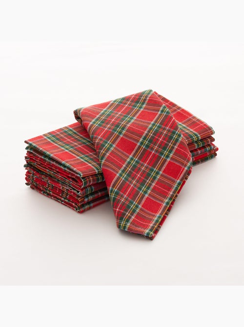 Lot de 6 serviettes de noël en coton, fil doré en relief, carreaux tartan - gamusi - Kiabi Lot de 6 serviettes de noël en coton, fil doré en relief, carreaux tartan - gamusi - Kiabi