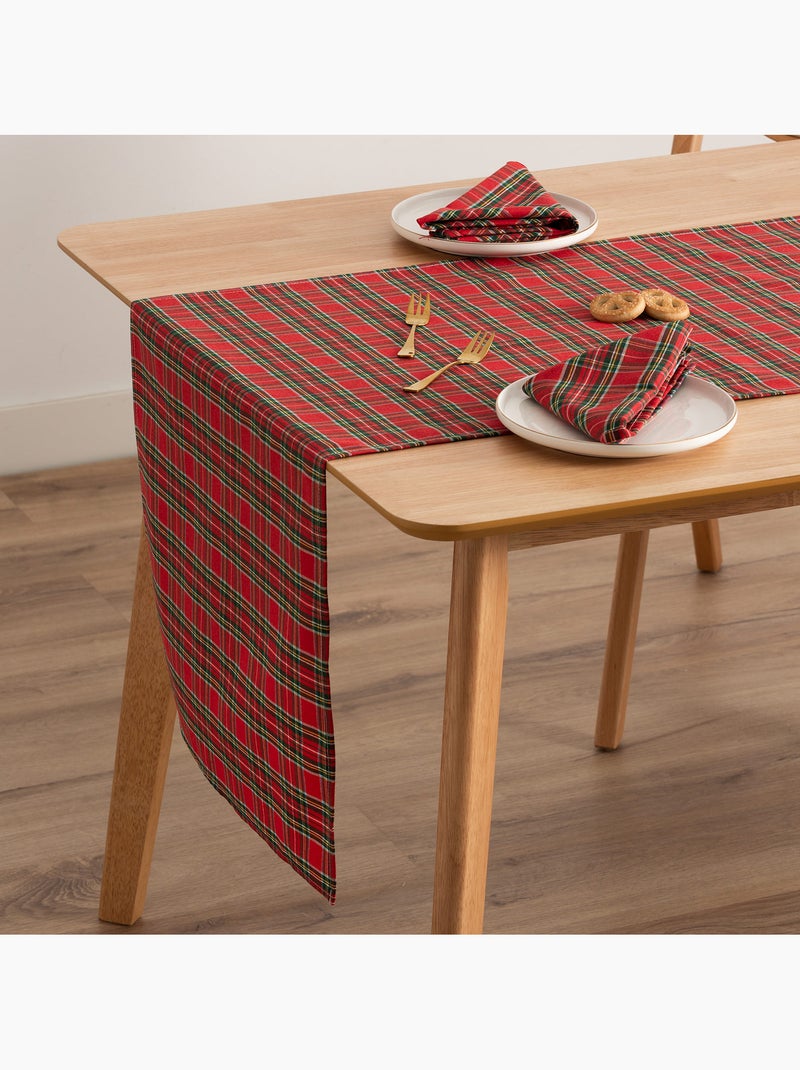 Lot de 6 serviettes de noël en coton, fil doré en relief, carreaux tartan - gamusi Rouge - Kiabi