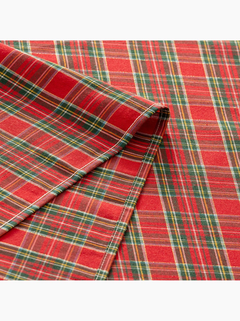 Lot de 6 serviettes de noël en coton, fil doré en relief, carreaux tartan - gamusi Rouge - Kiabi