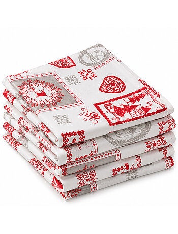 Lot de 6 serviettes de table coton -chalet montagne winter