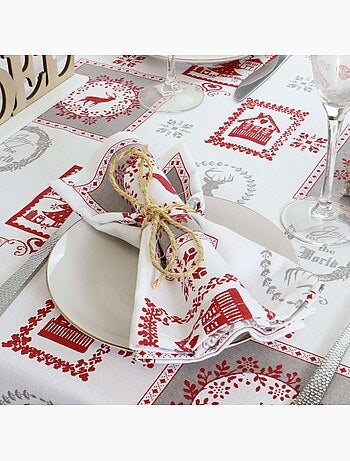 Lot de 6 serviettes de table coton -chalet montagne winter