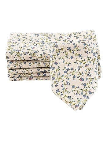 Lot de 6 serviettes de table coton lin FLORALIE