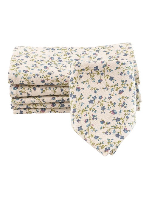 Lot de 6 serviettes de table coton lin FLORALIE - Kiabi