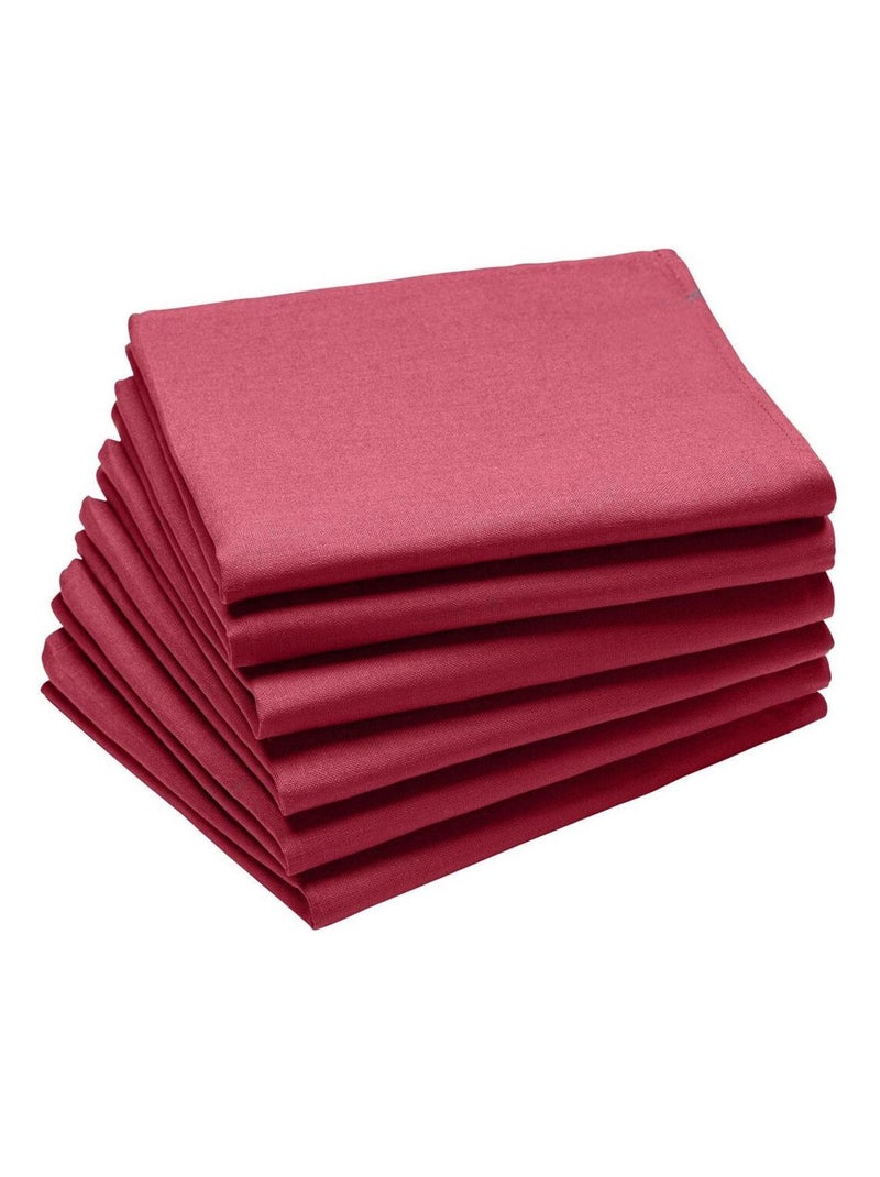 Lot de 6 serviettes de table en coton, Made in France, CAMBRAI Cerise - Kiabi