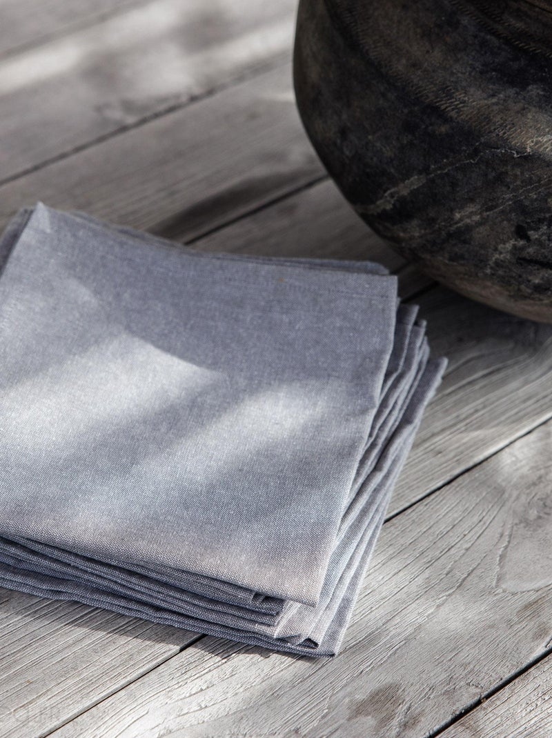 Lot de 6 serviettes de table YUCO coton Gris chiné - Kiabi
