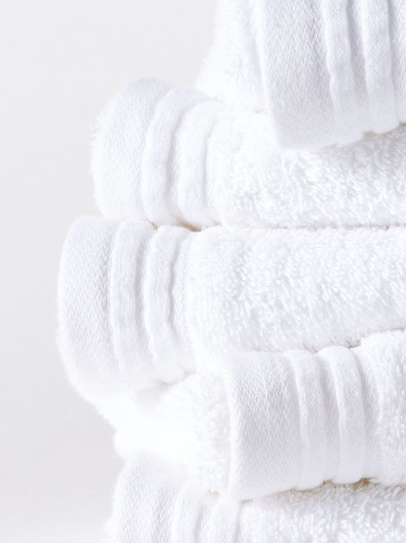 Lot de 6 serviettes de toilette coton uni BATHROOM Blanc - Kiabi