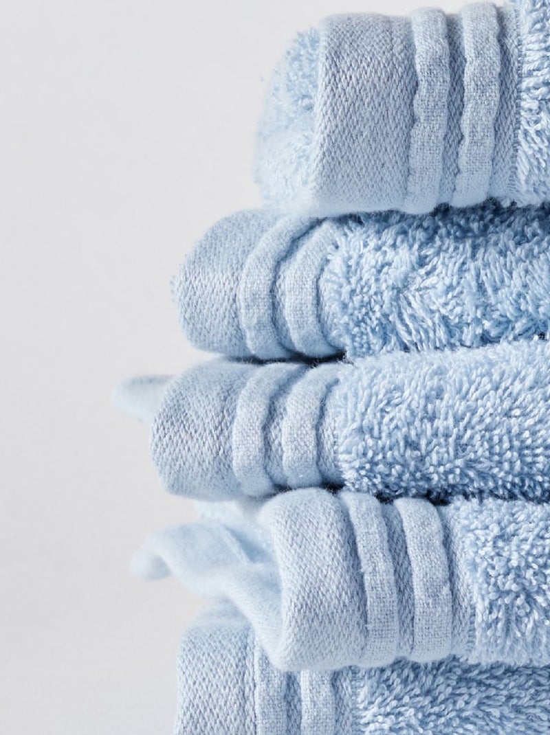 Lot de 6 serviettes de toilette coton uni BATHROOM Bleu - Kiabi