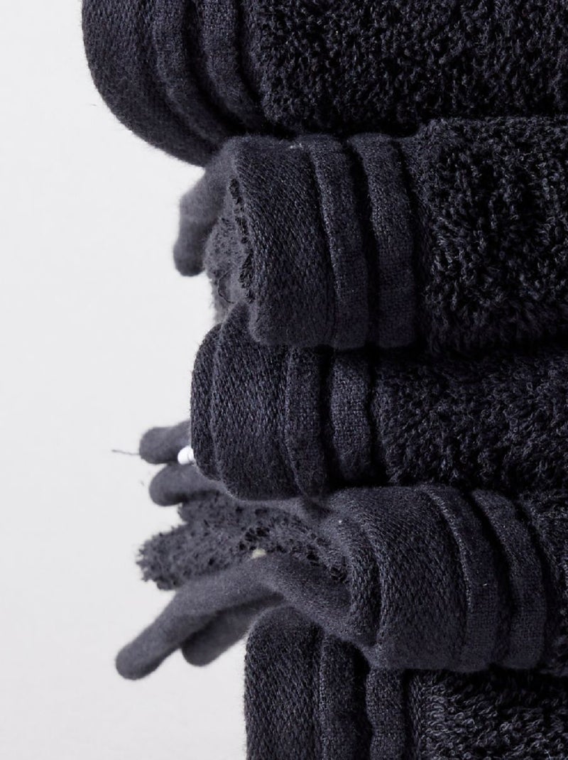 Lot de 6 serviettes de toilette coton uni BATHROOM Noir - Kiabi