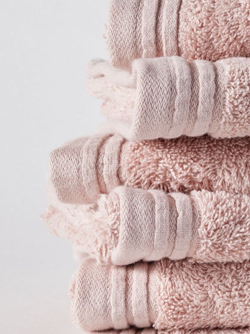 Lot de 6 serviettes de toilette coton uni BATHROOM Rose - Kiabi