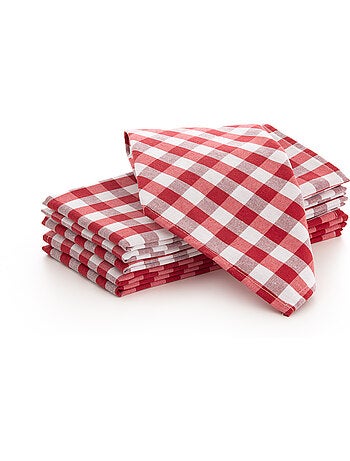 Lot de 6 serviettes en coton à carreaux vichy - gamusi