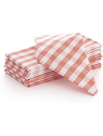 Lot de 6 serviettes en coton à carreaux vichy - gamusi