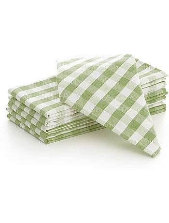 Lot de 6 serviettes en coton à carreaux vichy - gamusi