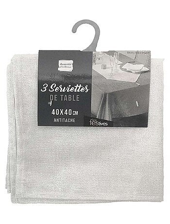 Lot de 6 serviettes en fils métallisés argentés
