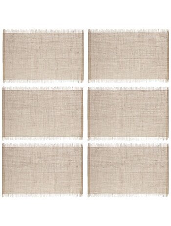 Lot de 6 sets de table à franges - 45 x 30 cm - Naturel