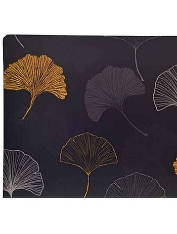 Lot de 6 sets de table à motifs ginkgo TAJINK - 28 x 43 cm - Noir