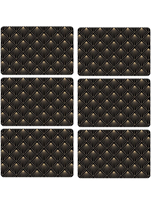 Lot de 6 sets de table avec encre métallique ELIOR - 30 x 45 cm - Or et noir - Kiabi