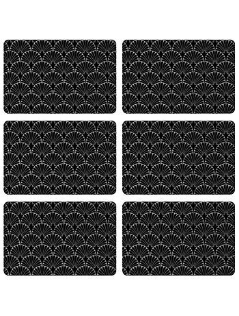 Lot de 6 sets de table avec encre métallique ROYA - 30 x 45 cm - Argent et noir