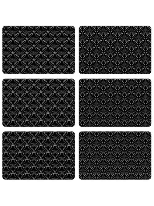 Lot de 6 sets de table avec encre métallique ROYA - 30 x 45 cm - Argent et noir - Kiabi