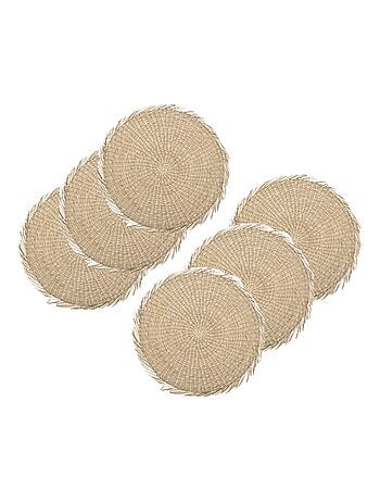 Lot de 6 sets de table cuba - Diamètre 38 cm - Beige