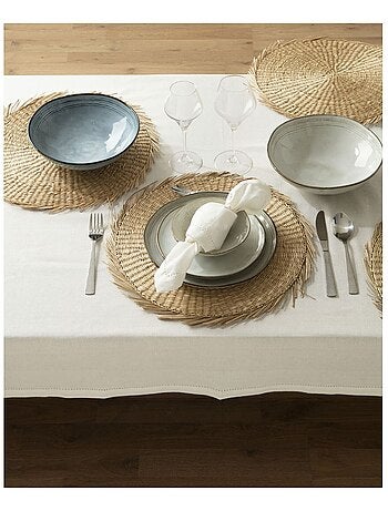 Lot de 6 sets de table cuba - Diamètre 38 cm - Beige
