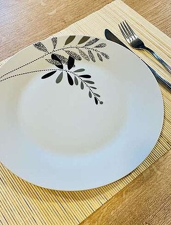 Lot de 6 sets de table en bambou blanchi rectangulaire - 45 x 30 cm