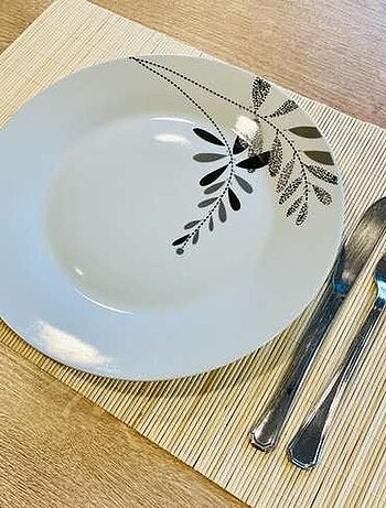 Lot de 6 sets de table en bambou blanchi rectangulaire - 45 x 30 cm