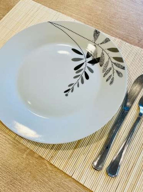 Lot de 6 sets de table en bambou blanchi rectangulaire - 45 x 30 cm - Kiabi