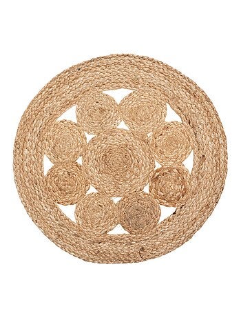 Lot de 6 sets de table en jute ajouré - Diamètre 38 cm - Beige