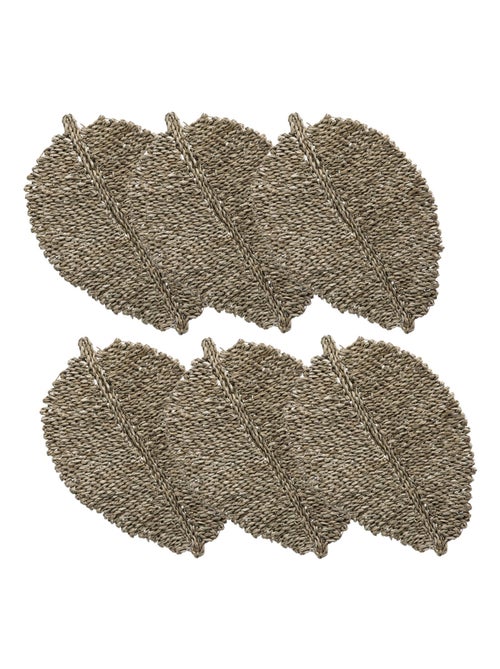 Lot de 6 sets de table feuille en roseau - 48 x 38 cm - Marron - Kiabi Lot de 6 sets de table feuille en roseau - 48 x 38 cm - Marron - Kiabi