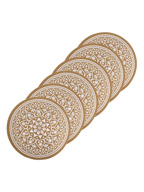Lot de 6 sets de table imitation jute lessivables - Blanc et marron - Kiabi