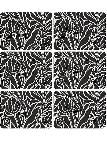Lot de 6 sets de table LILITH - 28 x 43 cm - Noir et blanc