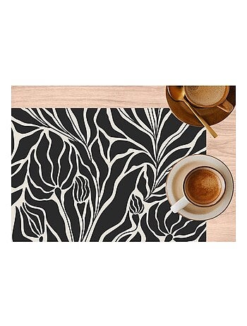 Lot de 6 sets de table LILITH - 28 x 43 cm - Noir et blanc