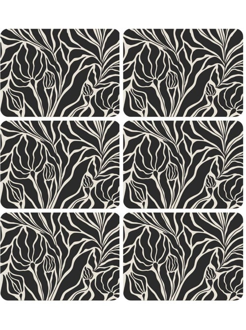 Lot de 6 sets de table LILITH - 28 x 43 cm - Noir et blanc - Kiabi Lot de 6 sets de table LILITH - 28 x 43 cm - Noir et blanc - Kiabi