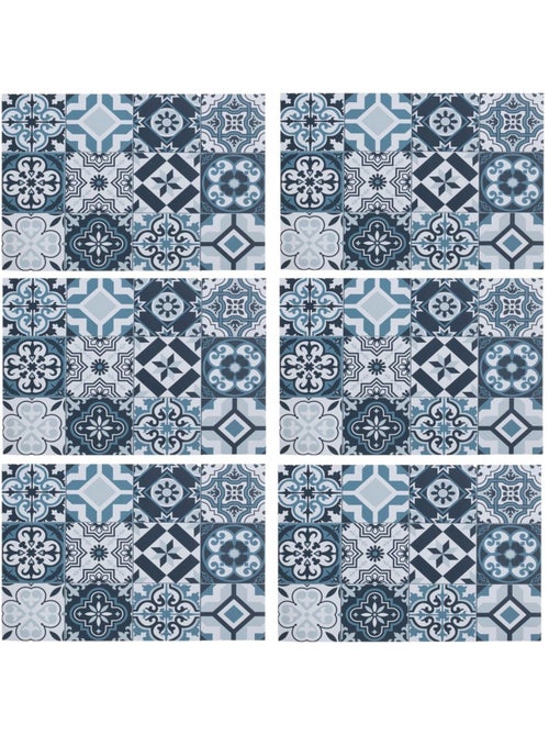 Lot de 6 sets de table mosaïque carreaux de ciment - 45 x 30 cm - Bleu - Kiabi