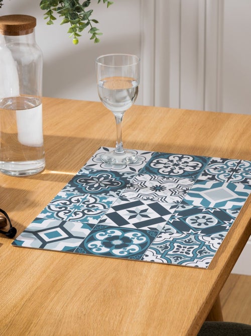 Lot de 6 sets de table mosaïque carreaux de ciment - 45 x 30 cm - Bleu - Kiabi