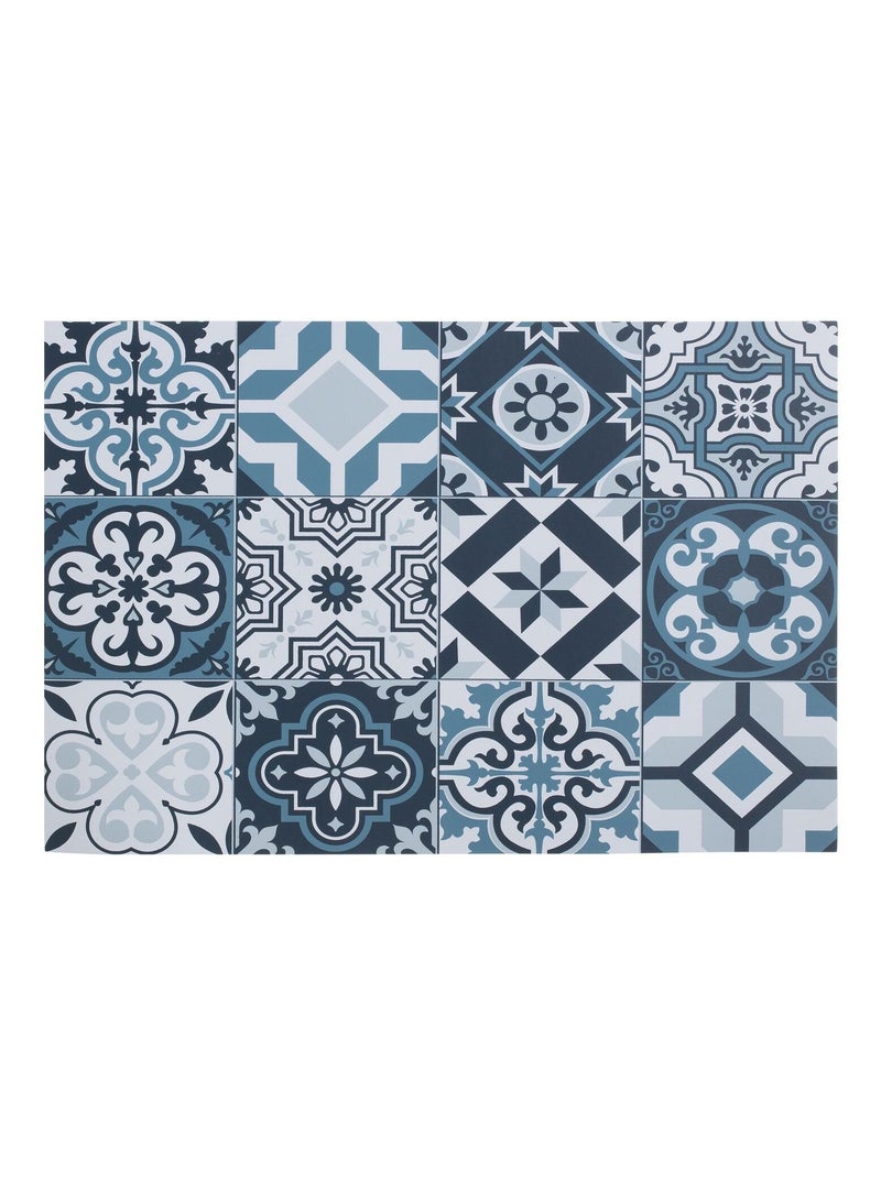 Lot de 6 sets de table mosaïque carreaux de ciment - 45 x 30 cm - Bleu Bleu - Kiabi