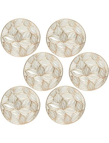 Lot de 6 sets de table motif feuillage ATOMNE - Diam 38 cm - Doré