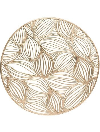 Lot de 6 sets de table motif feuillage ATOMNE - Diam 38 cm - Doré