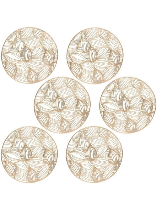 Lot de 6 sets de table motif feuillage ATOMNE - Diam 38 cm - Doré - Kiabi Lot de 6 sets de table motif feuillage ATOMNE - Diam 38 cm - Doré - Kiabi