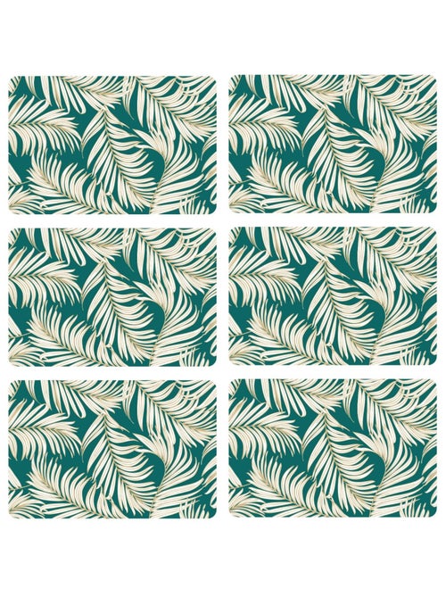 Lot de 6 sets de table motif feuillage avec encre métallique ARLO - 30 x 45 cm - Or et vert - Kiabi Lot de 6 sets de table motif feuillage avec encre métallique ARLO - 30 x 45 cm - Or et vert - Kiabi