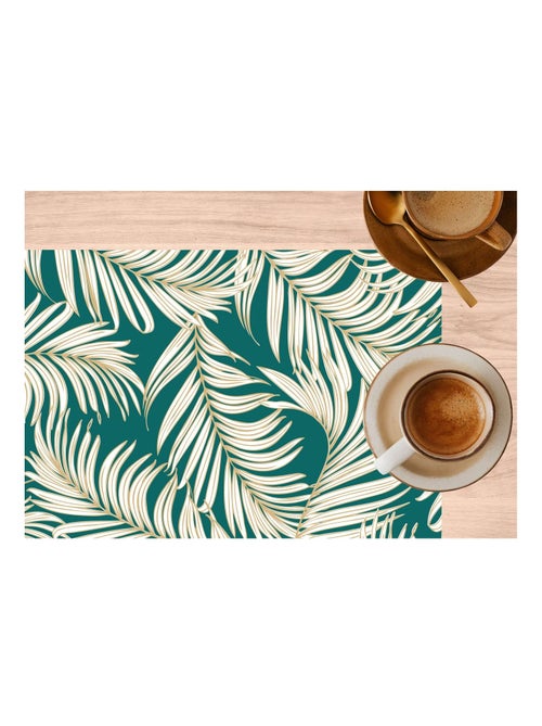 Lot de 6 sets de table motif feuillage avec encre métallique ARLO - 30 x 45 cm - Or et vert - Kiabi Lot de 6 sets de table motif feuillage avec encre métallique ARLO - 30 x 45 cm - Or et vert - Kiabi