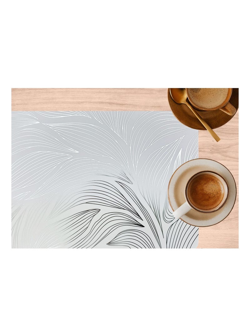 Lot de 6 sets de table motif feuillage avec encre métallique EDEN - 30 x 45 cm - Argent et blanc Argent - Kiabi