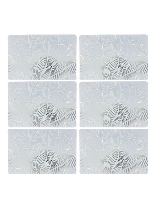 Lot de 6 sets de table motif feuillage avec encre métallique ZEYA - 30 x 45 cm - Or et blanc - Kiabi