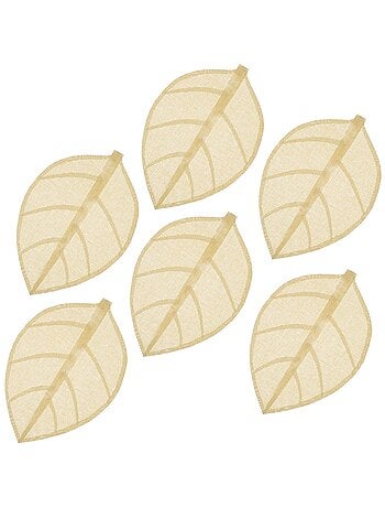 Lot de 6 sets de table motif feuille - 50 x 33 cm - Naturel