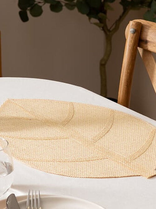 Lot de 6 sets de table motif feuille - 50 x 33 cm - Naturel - Kiabi