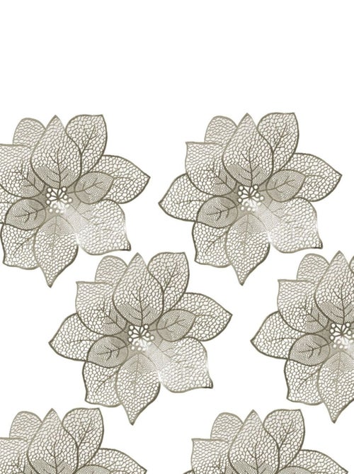 Lot de 6 sets de table motif fleur - Diam. 44 cm - Doré - Kiabi